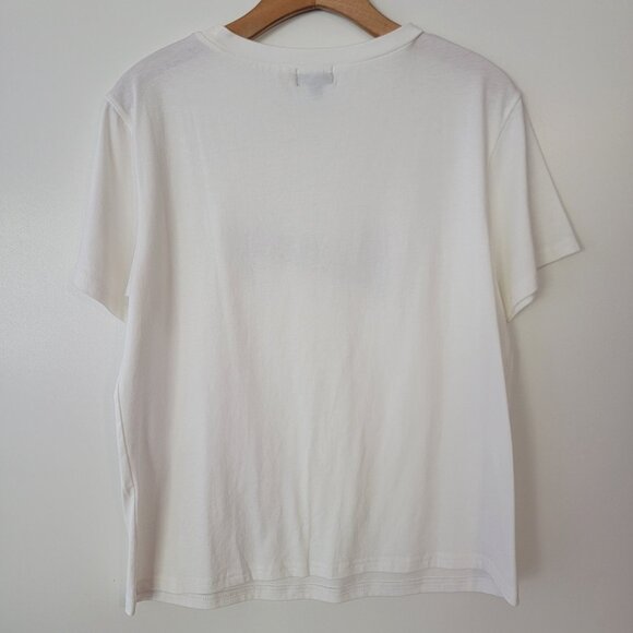 On Twelfth Shirt FANCY Spellout Women's Size L White Top - Picture 4 of 6